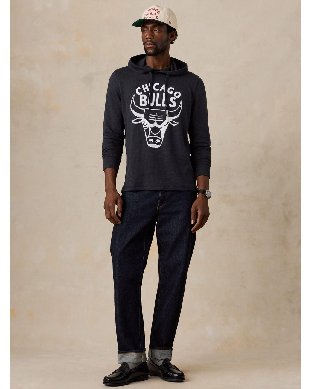 Faherty Brand Blue Chicago Bulls Sunwashed Organic Hoodie for men
