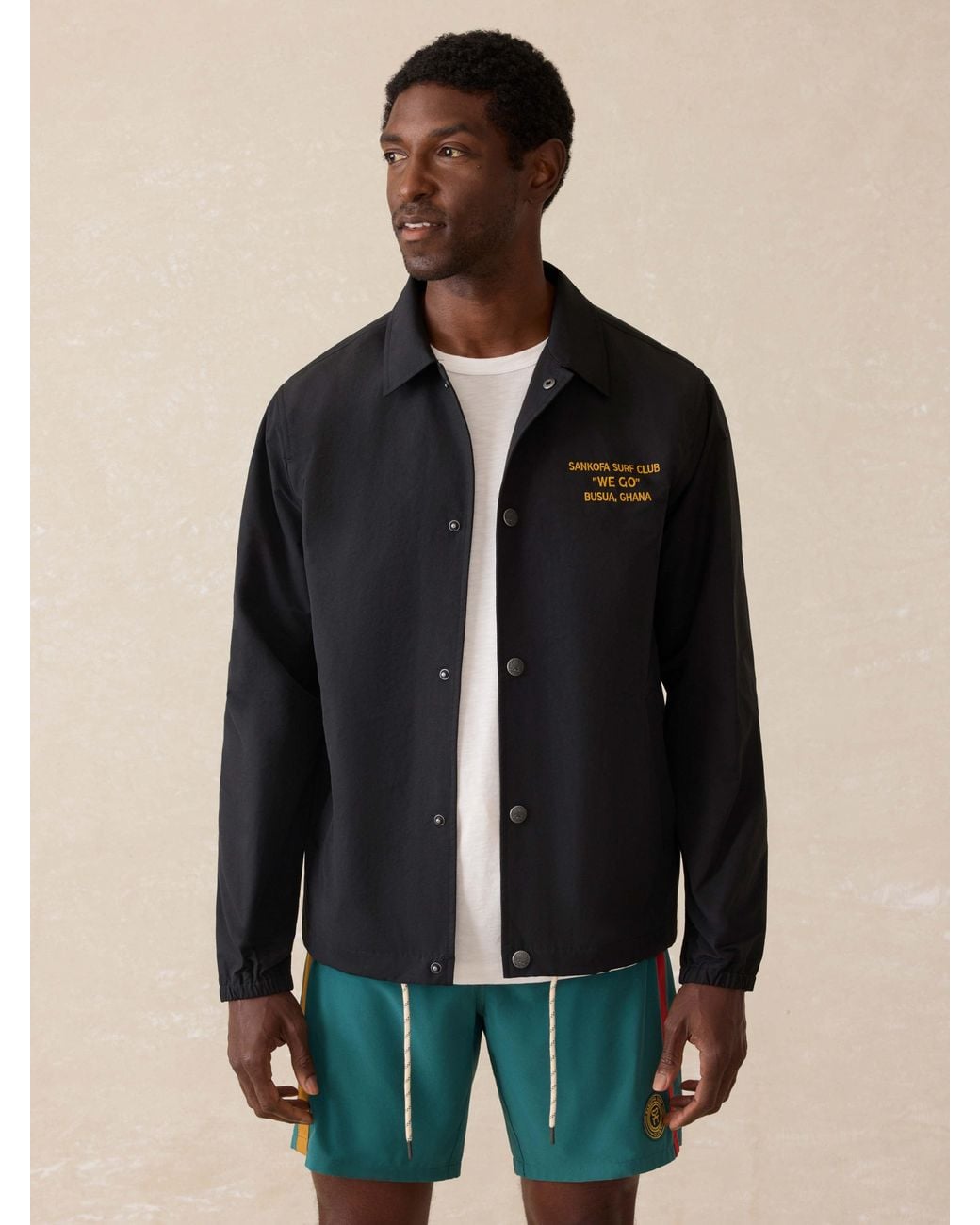 Faherty Brand Blue Surf Ghana Coaches Jacket for men