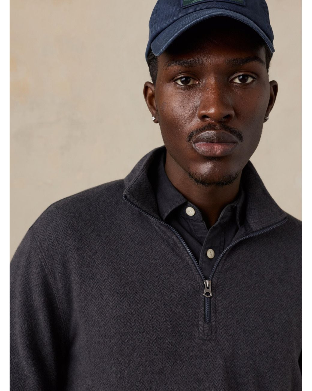 Faherty Brand Black Legend Sweater Quarter Zip for men