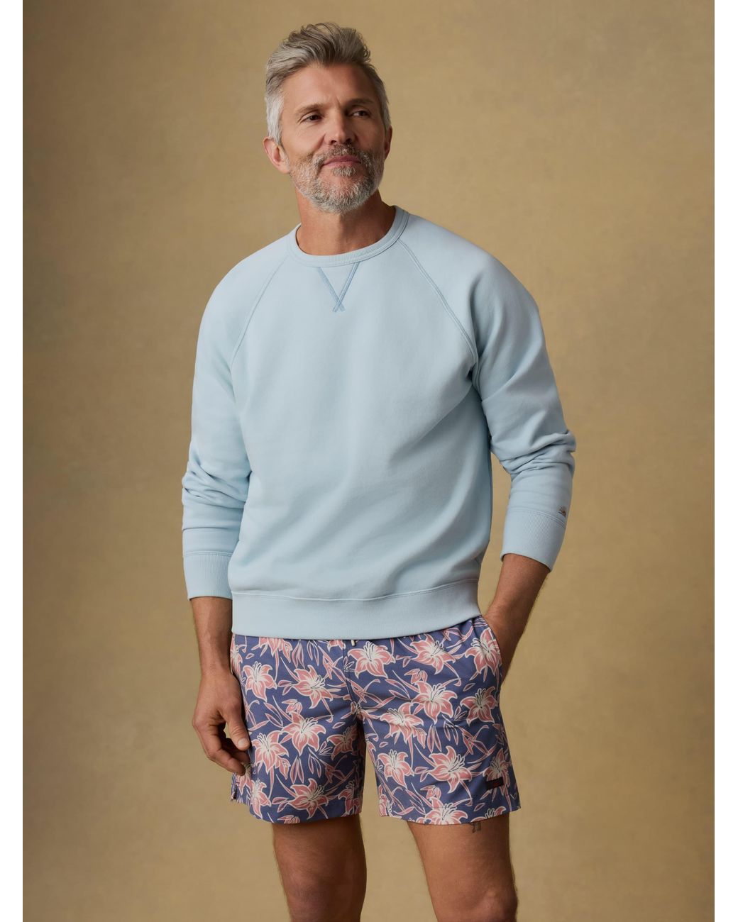 Faherty Brand Blue High Standard Fleece Crewneck T-Shirt for men
