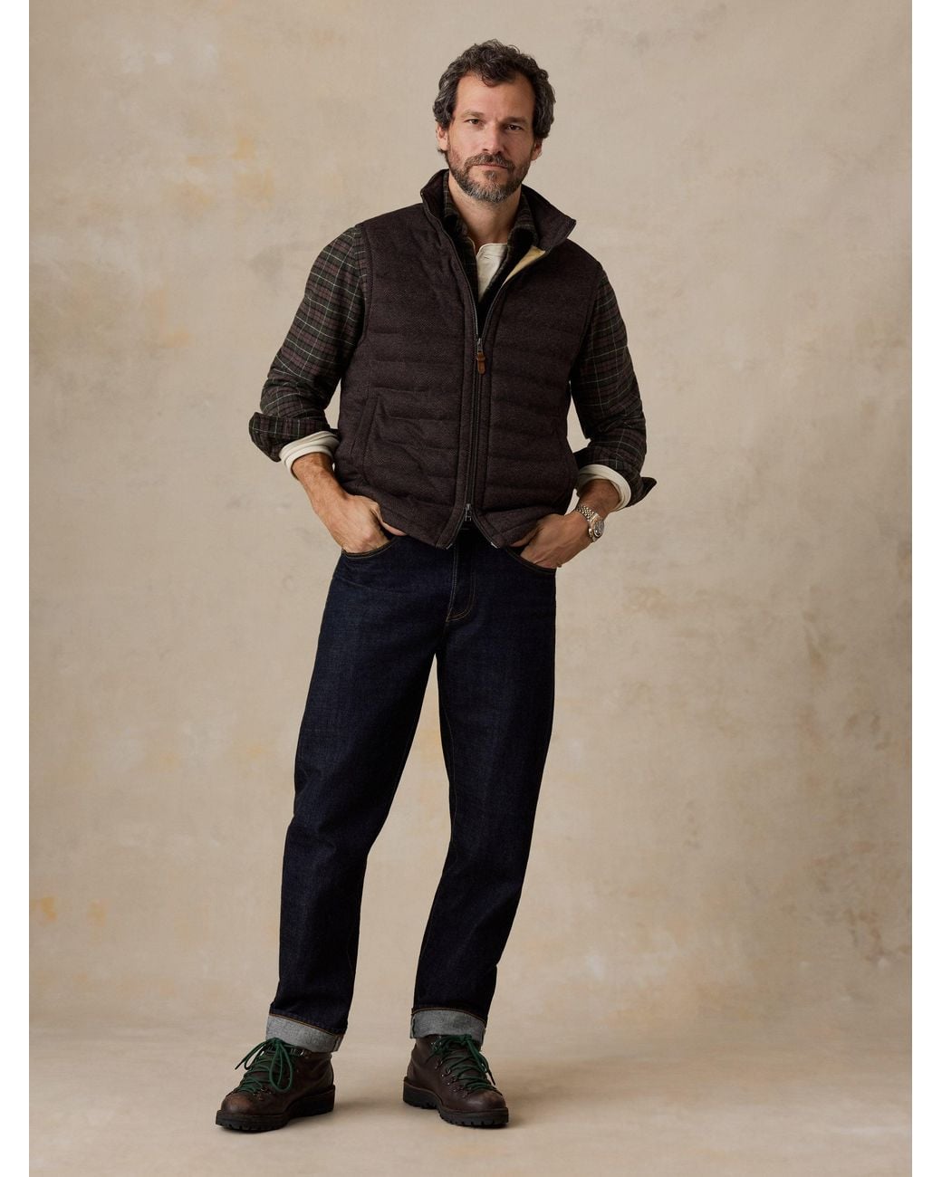 Faherty Brand Blue Teton Valley Vest for men