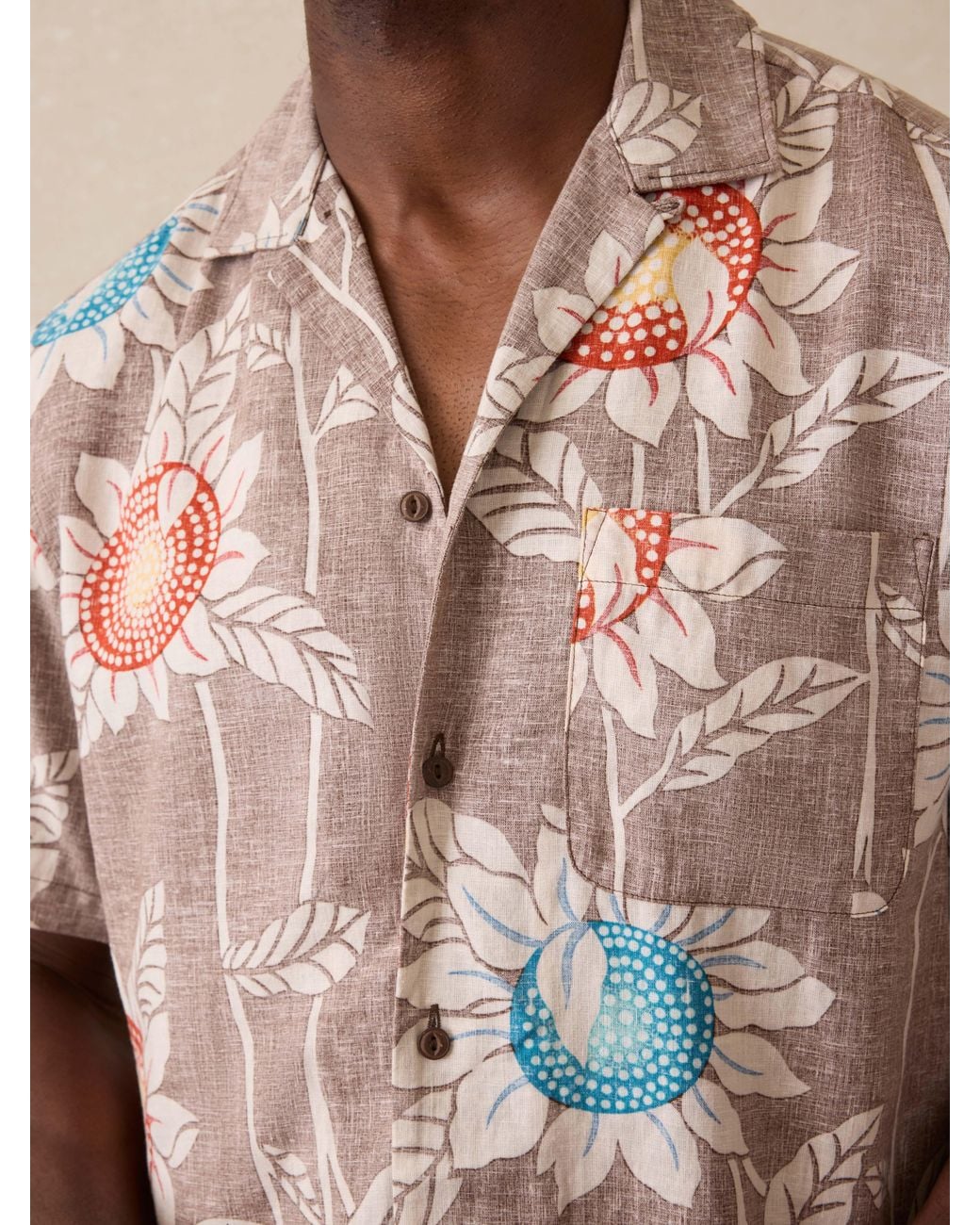 Faherty Brand Natural Short-Sleeve Breeze Camp Shirt for men