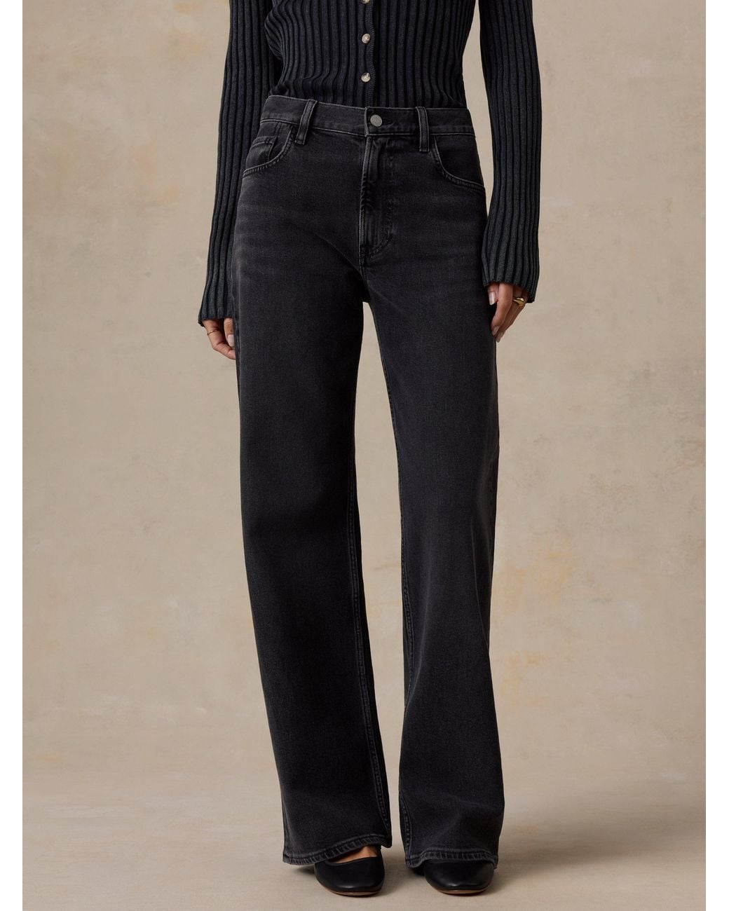 Faherty Brand Blue Regenerative Cotton Denim Wide Leg