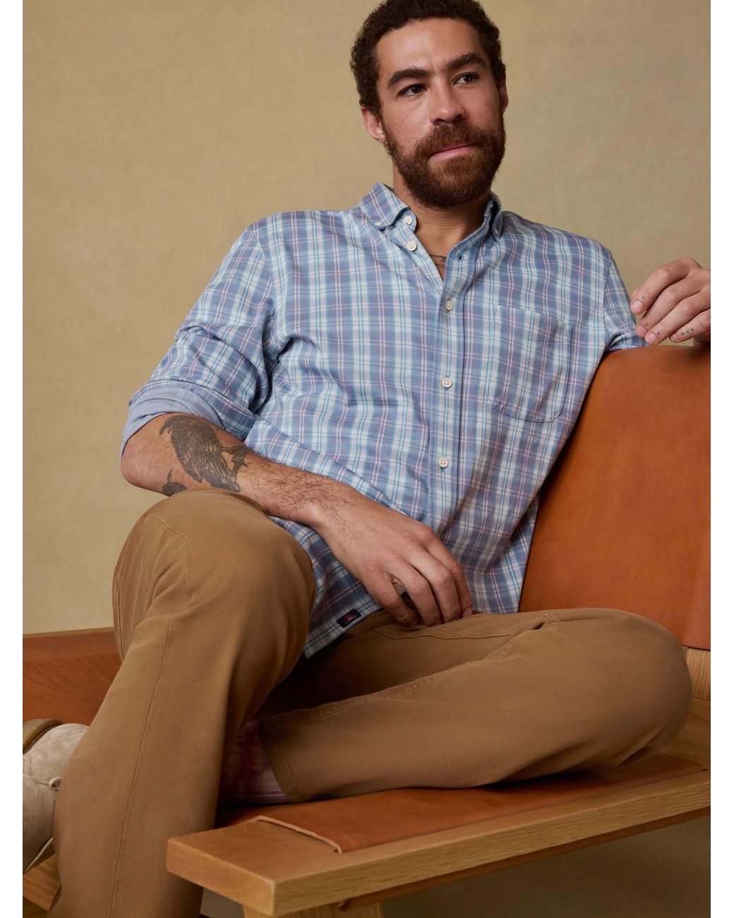 Faherty Brand Blue Coastline Knit Shirt for men