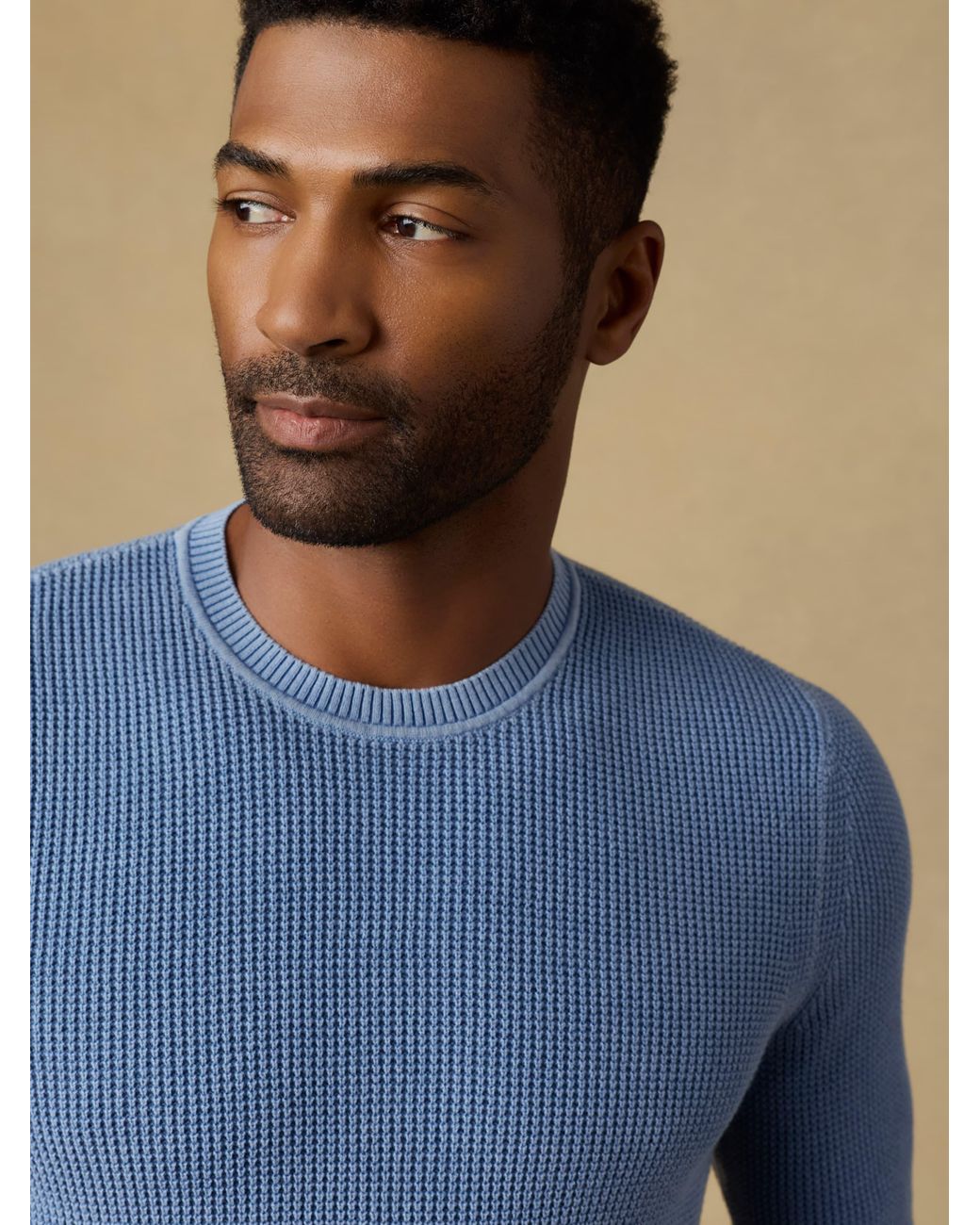 Faherty Brand Blue Sunwashed Crewneck Sweater for men