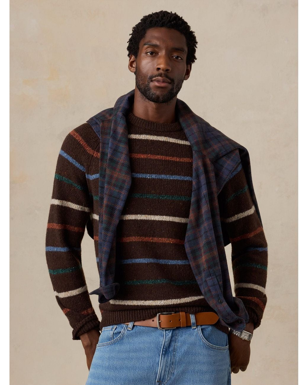 Faherty Brand Black Donegal Crew Sweater for men