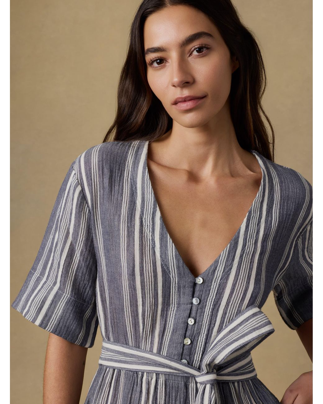 Faherty Brand Natural Dune Cotton Gauze Marina Dress