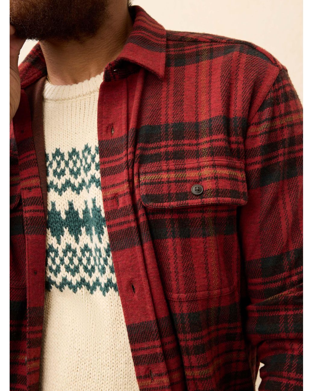 Faherty Brand Red Legend Sweater Shirt for men