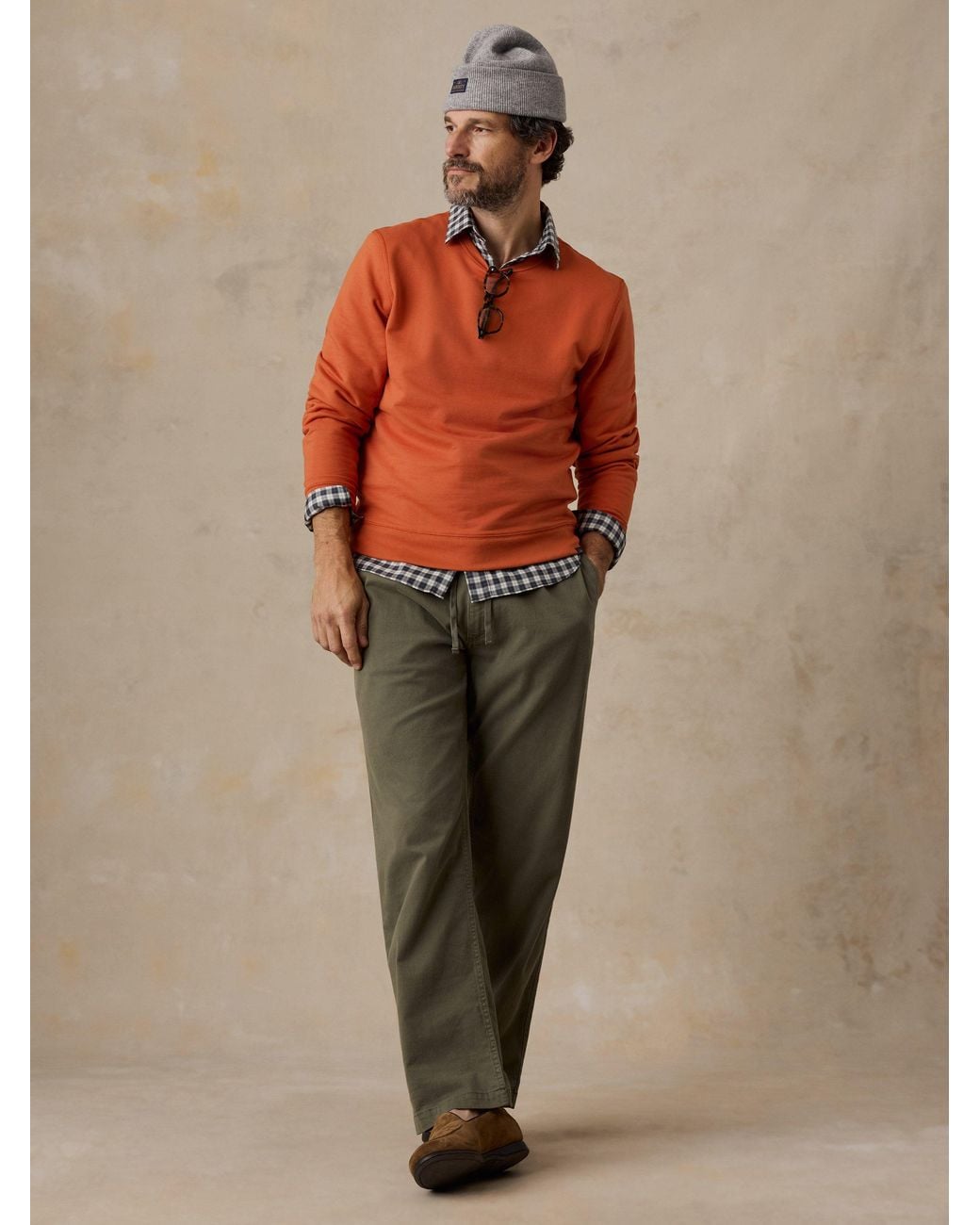 Faherty Brand Orange French Terry Crewneck for men