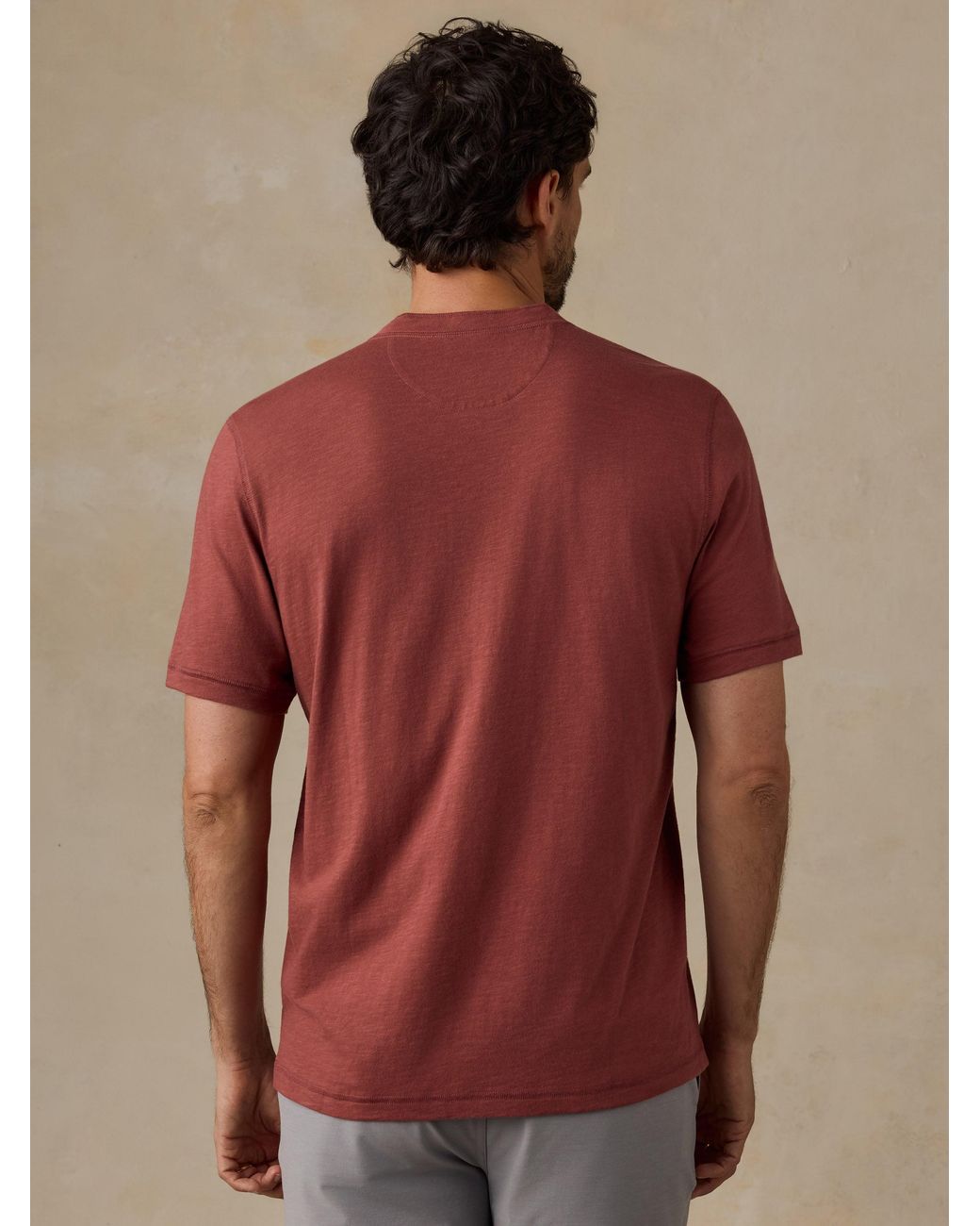 Faherty Brand Red Short-Sleeve Sunwashed Regenerative Henley T-Shirt for men