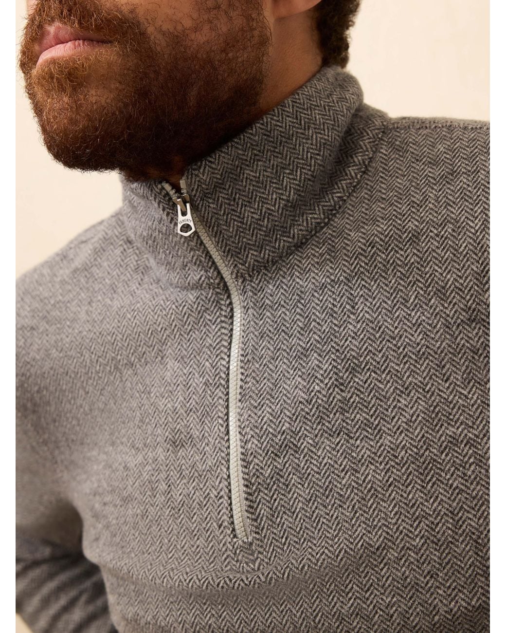 Faherty Brand Gray Legend Sweater Quarter Zip for men