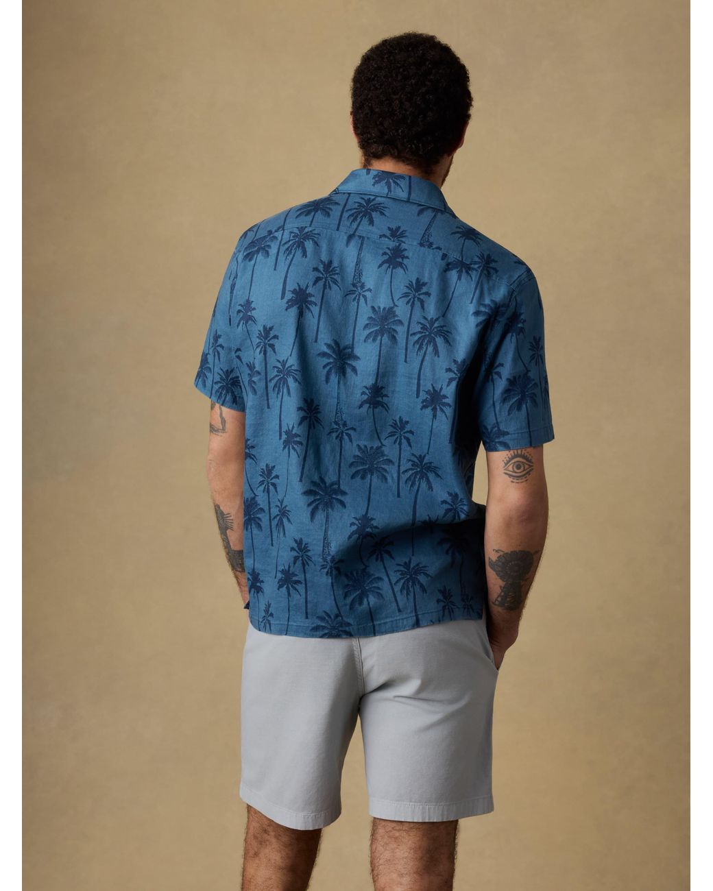 Faherty Brand Blue Short-Sleeve Breeze Camp Shirt for men