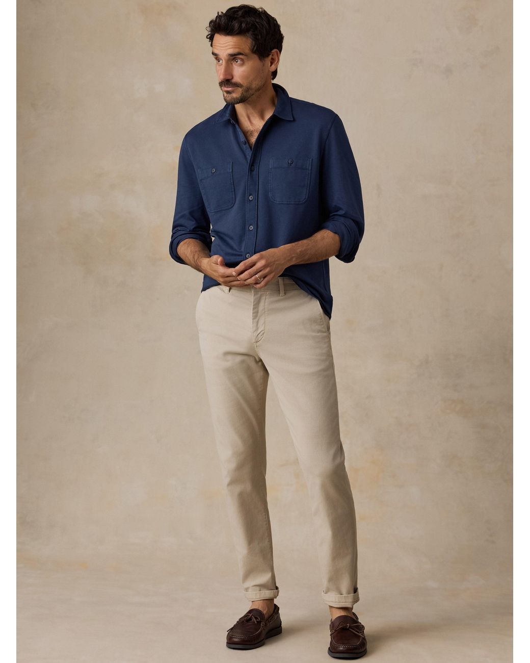 Faherty Brand Blue Field Knit Shirt for men
