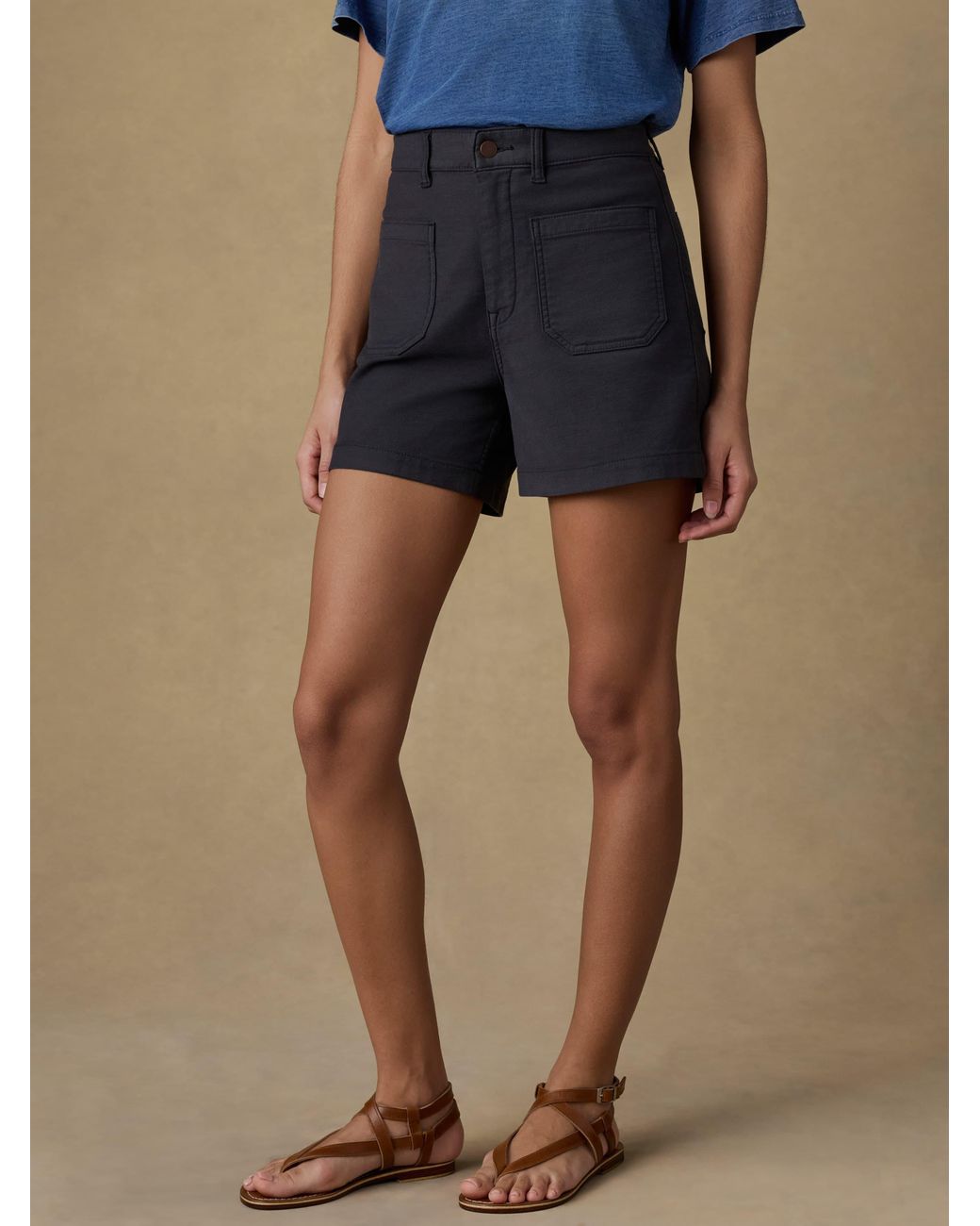 Faherty Brand Blue Stretch Terry Patch Pocket Short