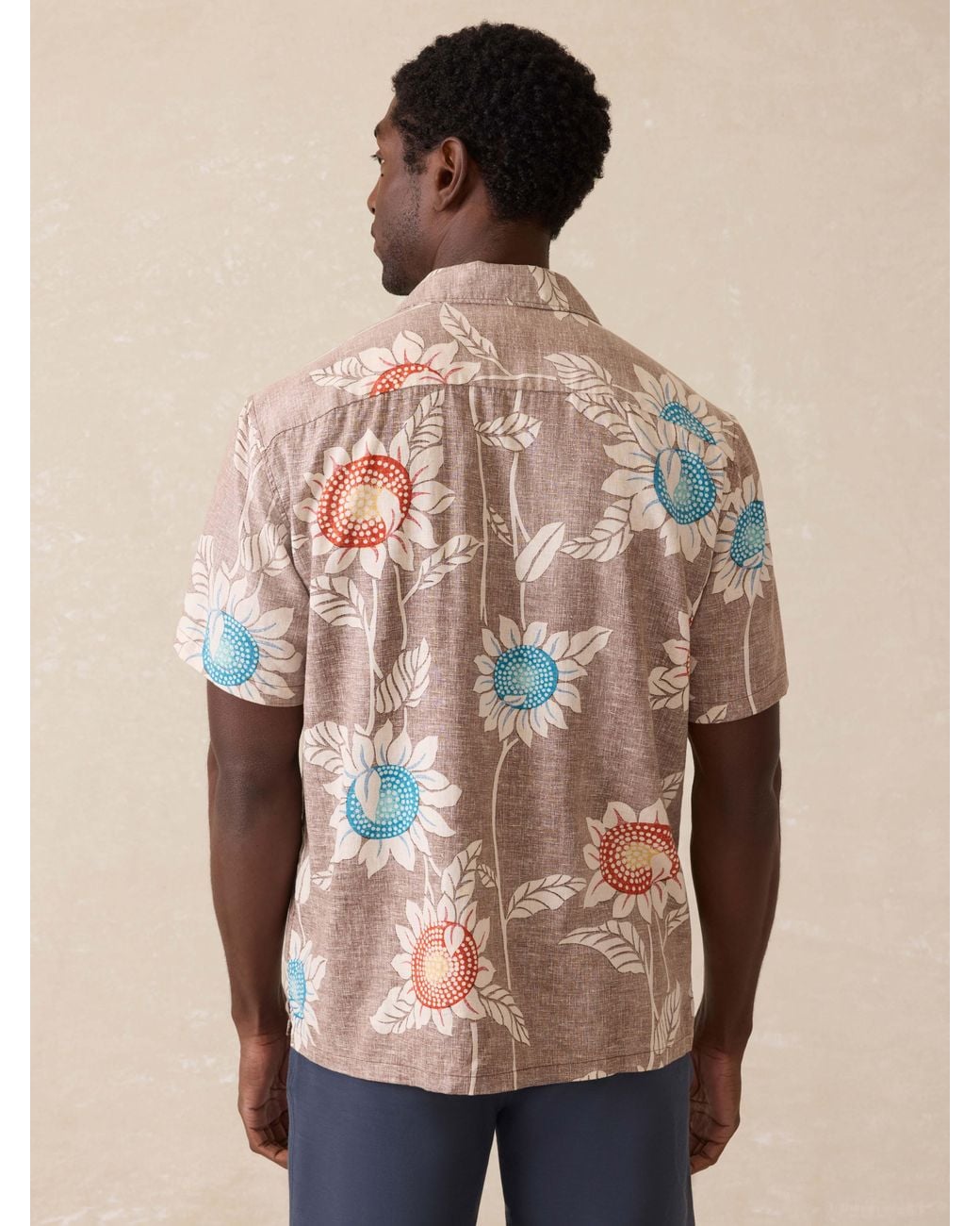 Faherty Brand Natural Short-Sleeve Breeze Camp Shirt for men