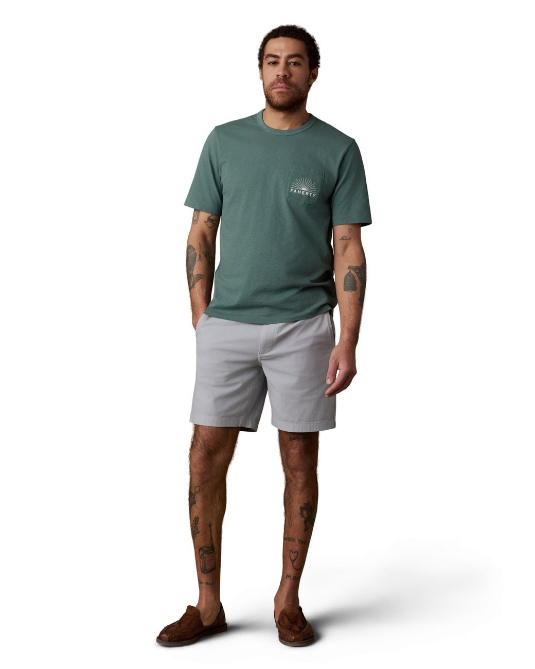 Faherty Brand Green Essential Chino Short for men