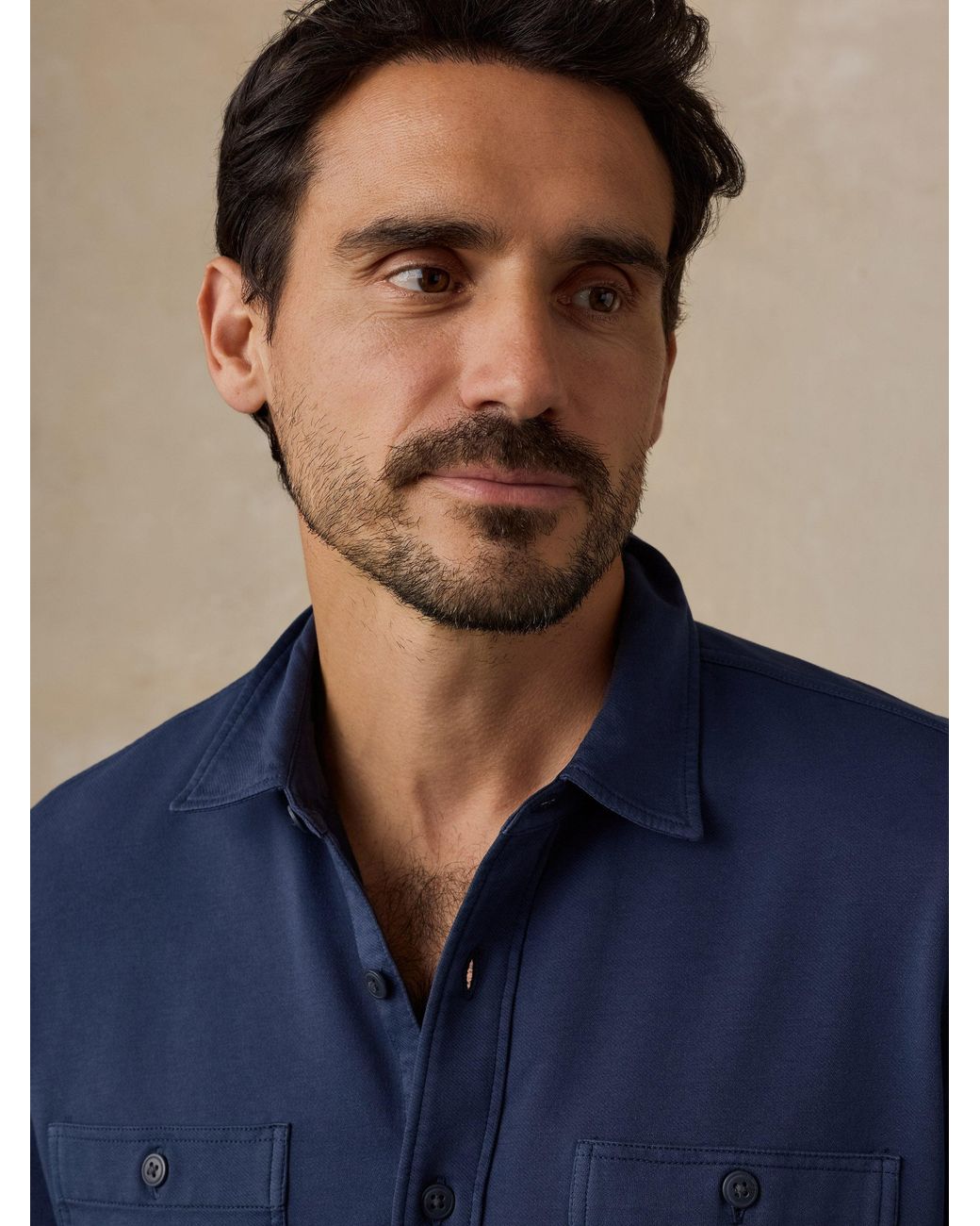 Faherty Brand Blue Field Knit Shirt for men