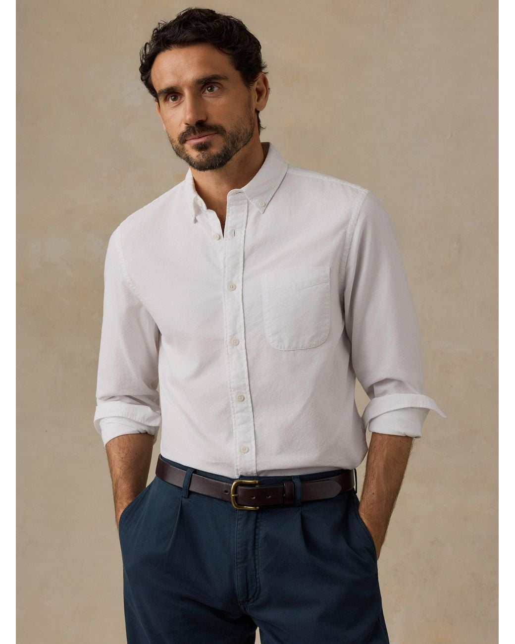 Faherty Brand Natural Laundered Oxford Shirt for men