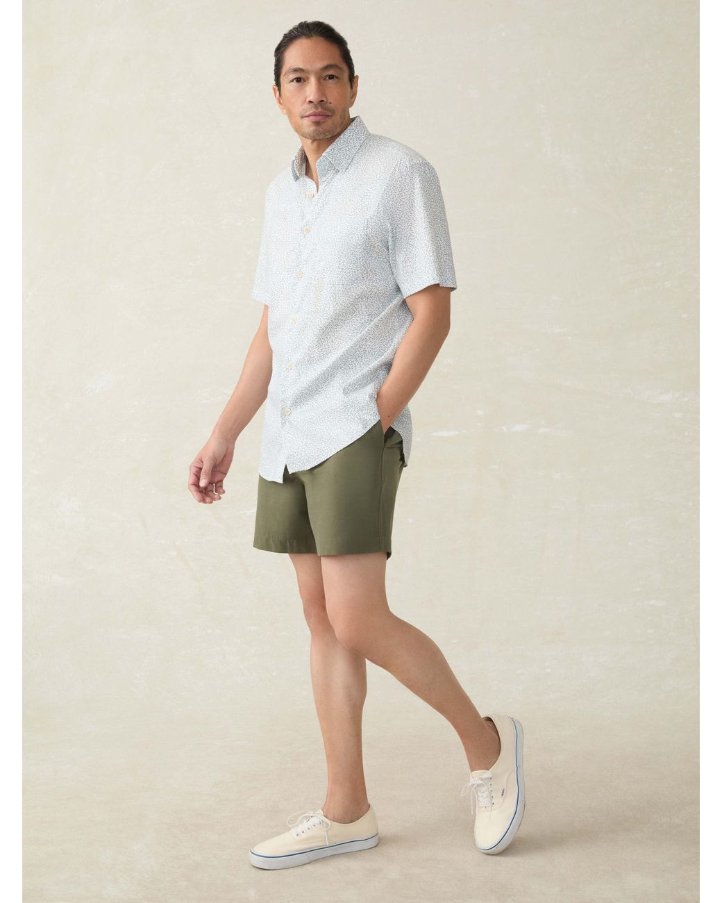 Faherty Brand White Short-Sleeve Movement Monterey Shirt for men