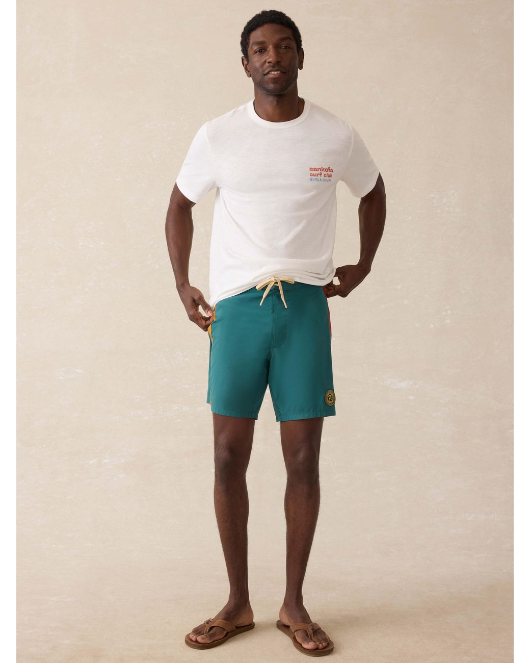 Faherty Brand Green Surf Ghana Boardshort for men