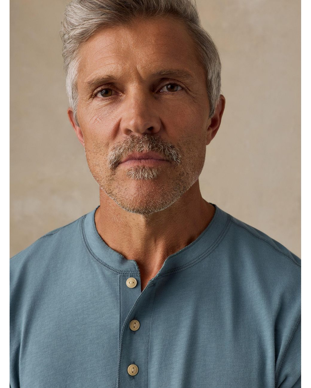 Faherty Brand Blue Short-Sleeve Sunwashed Regenerative Henley T-Shirt for men