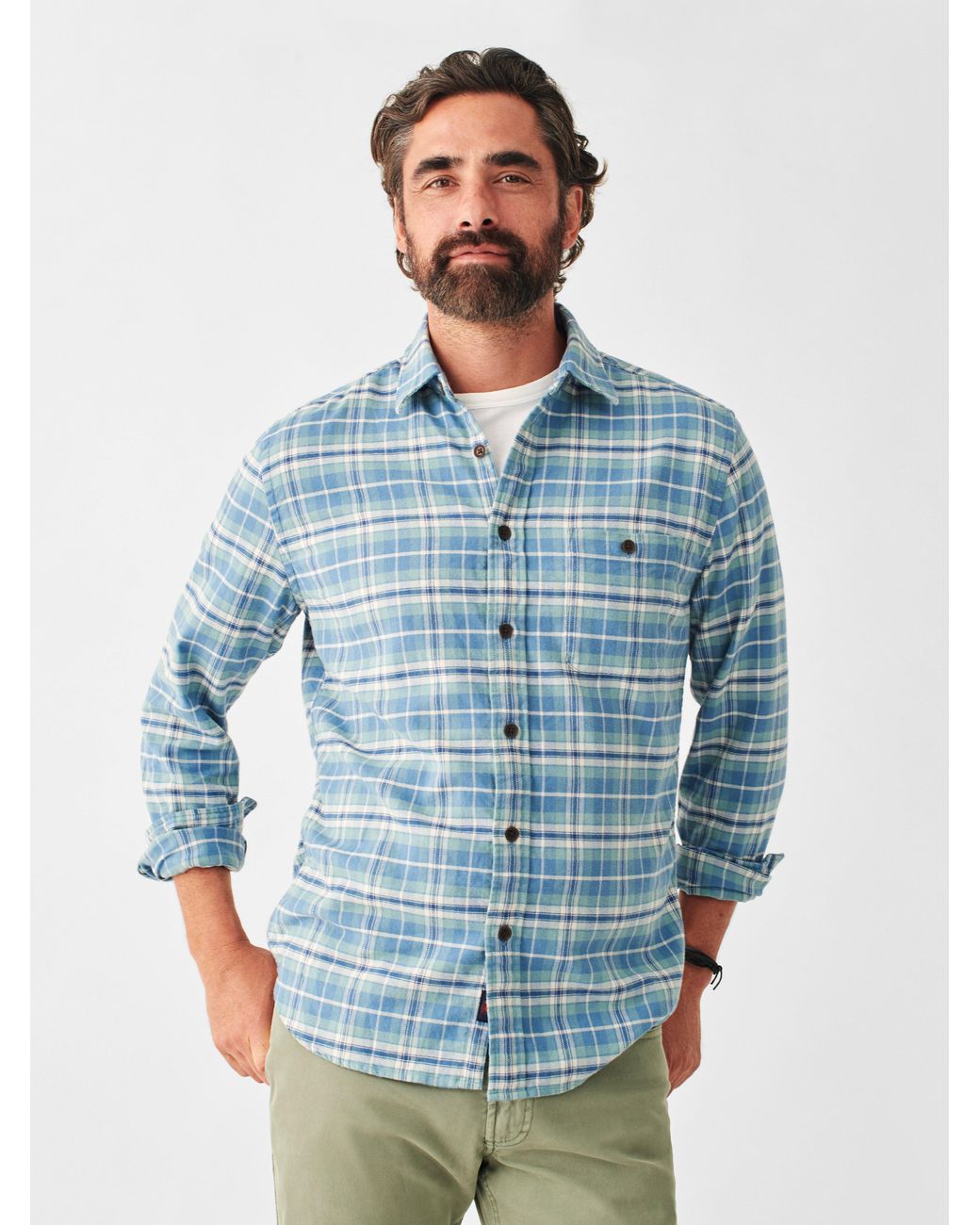 Faherty Stretch Seaview Flannel Shirt in Blue for Men | Lyst