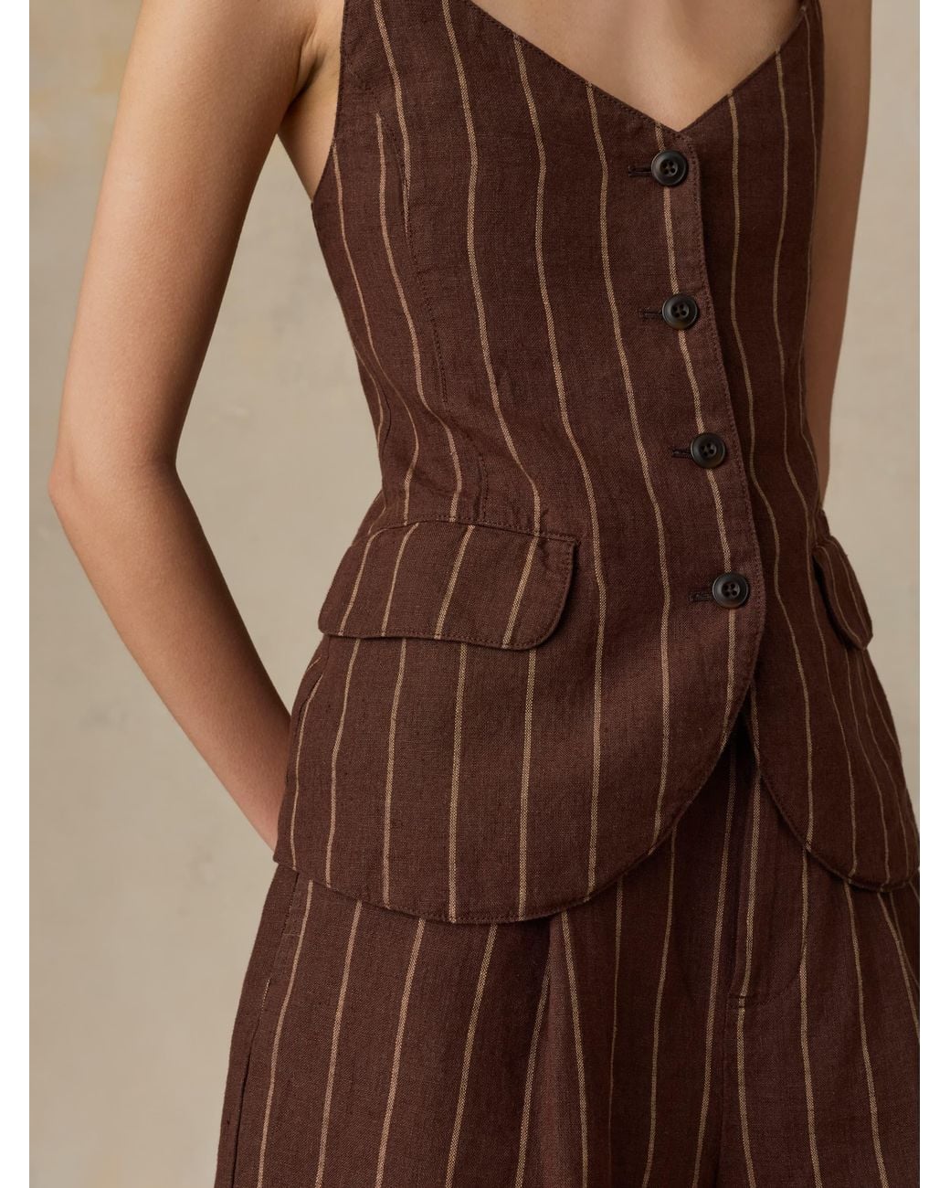 Faherty Brand Brown Sun Strider Linen Milo Vest
