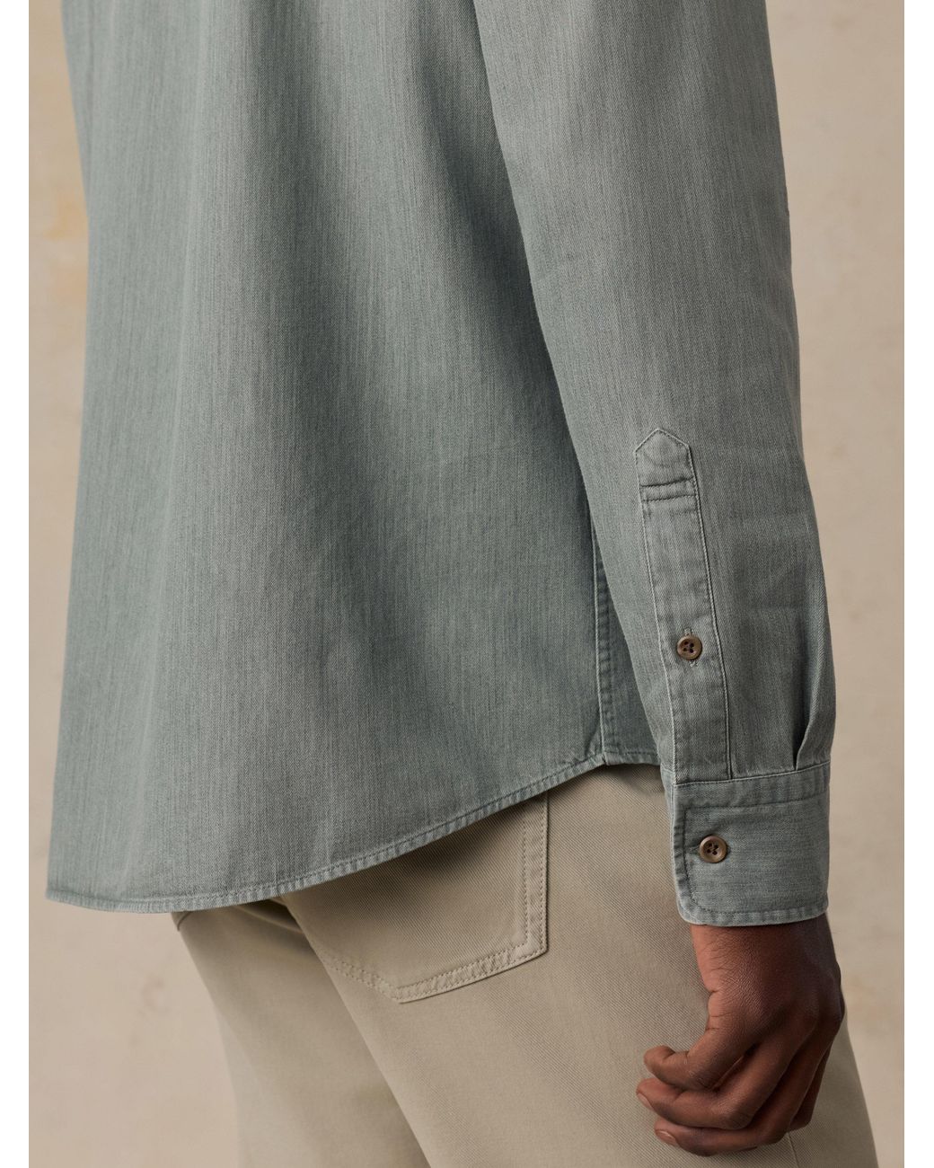 Faherty Brand Gray Patina Chambray Shirt for men