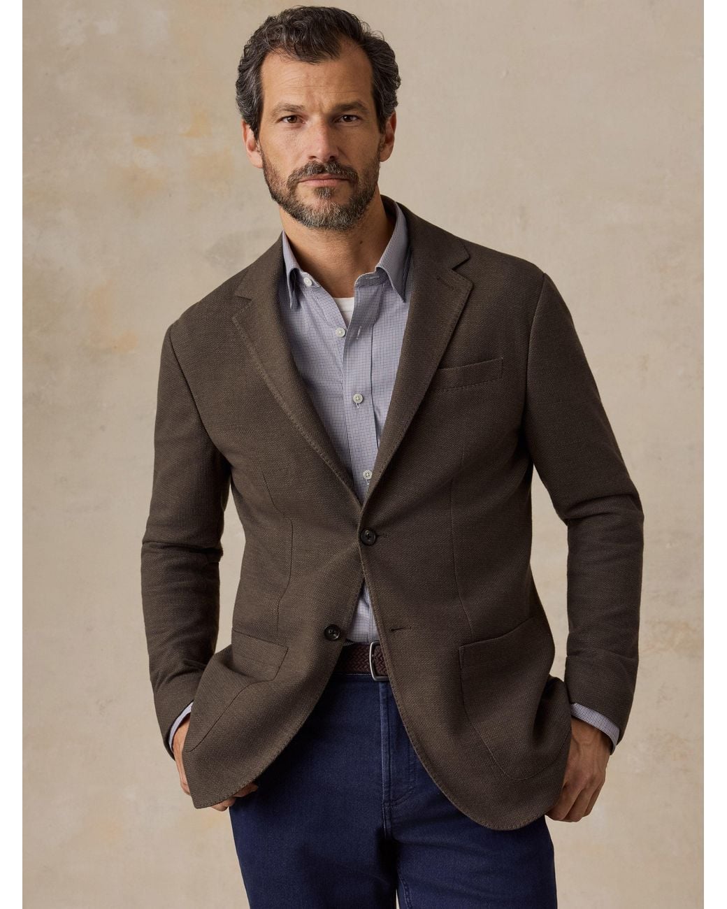 Faherty Brand Brown Highland Knit Blazer for men