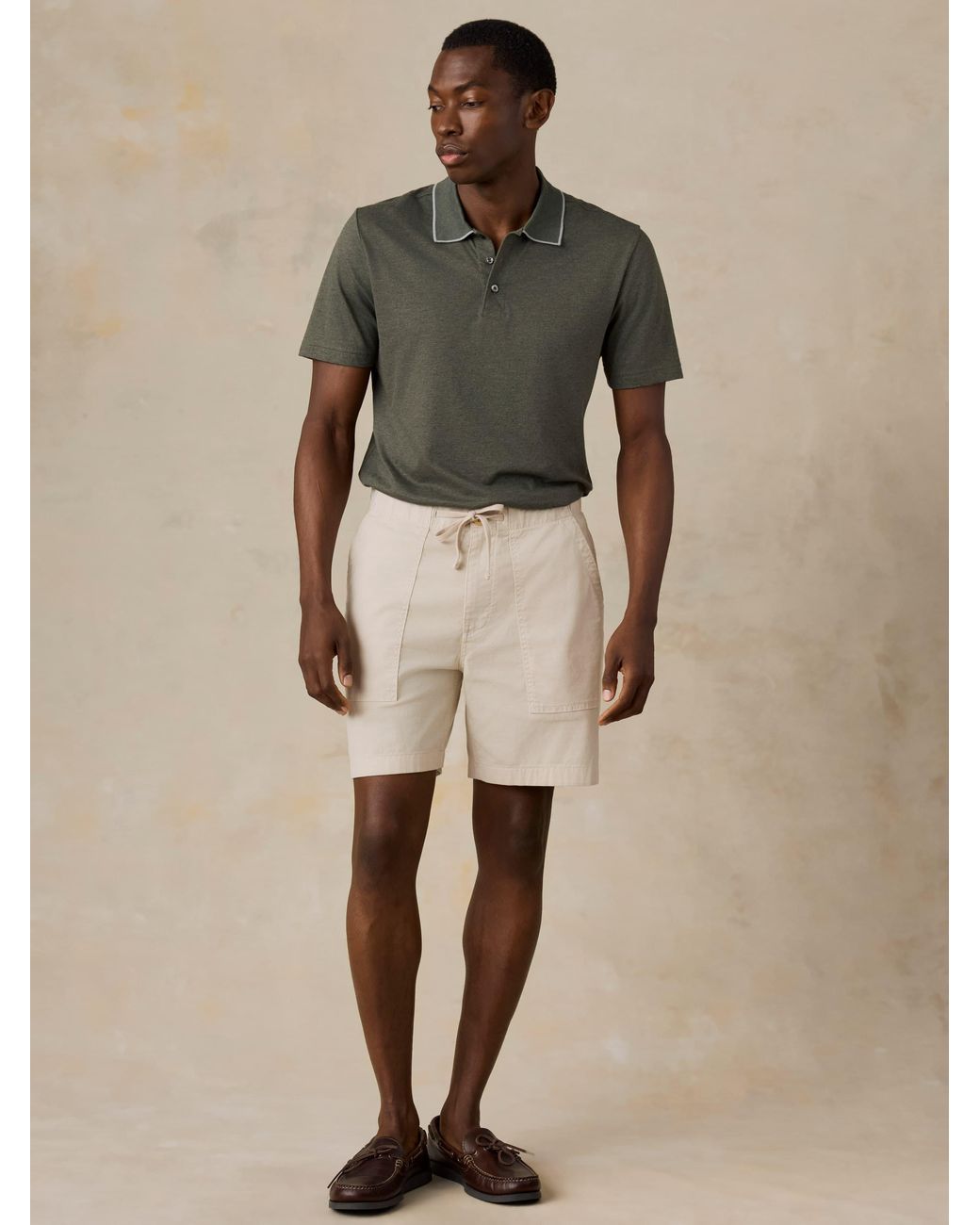 Faherty Brand Natural Short-Sleeve Movement Pique Polo Shirt for men