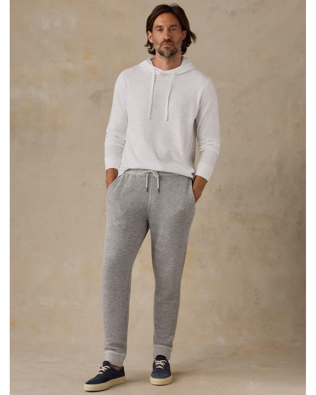 Faherty Brand White Sunwashed Organic Hoodie for men