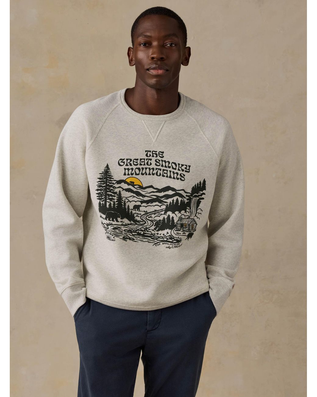 Faherty Brand Natural X Parks Project Great Smoky Mountains High Standard Fleece Crewneck for men