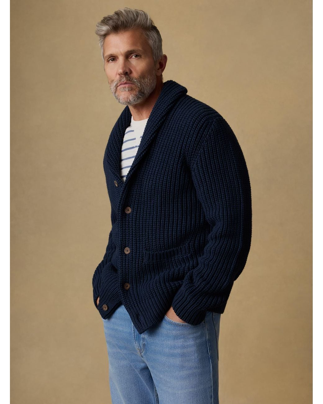 Faherty Brand Blue Pima Cotton Cardigan for men