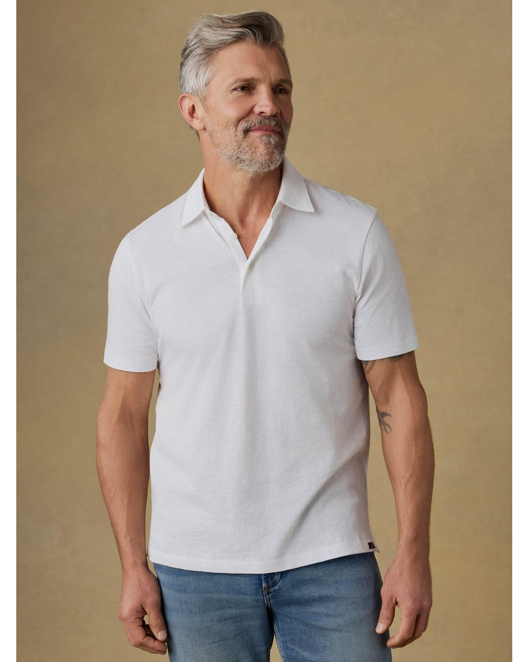 Faherty Sunwashed Regenerative T-Shirt Polo in Natural for Men | Lyst