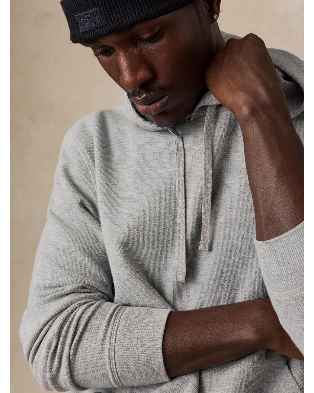 Faherty Brand Gray Highland Knit Hoodie for men