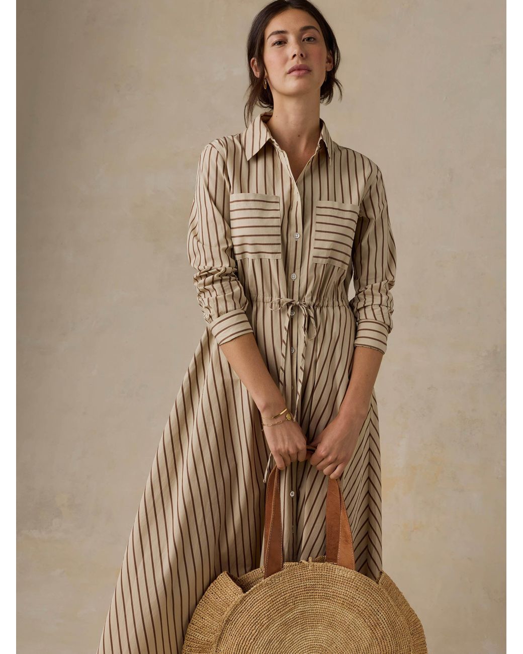 Faherty Brand Natural Coastal Poplin Catalina Dress