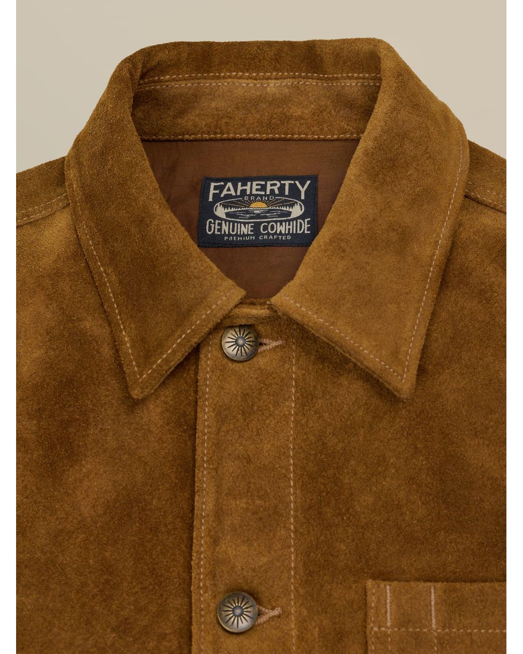 Faherty Brand Brown Suede Studio Jacket for men