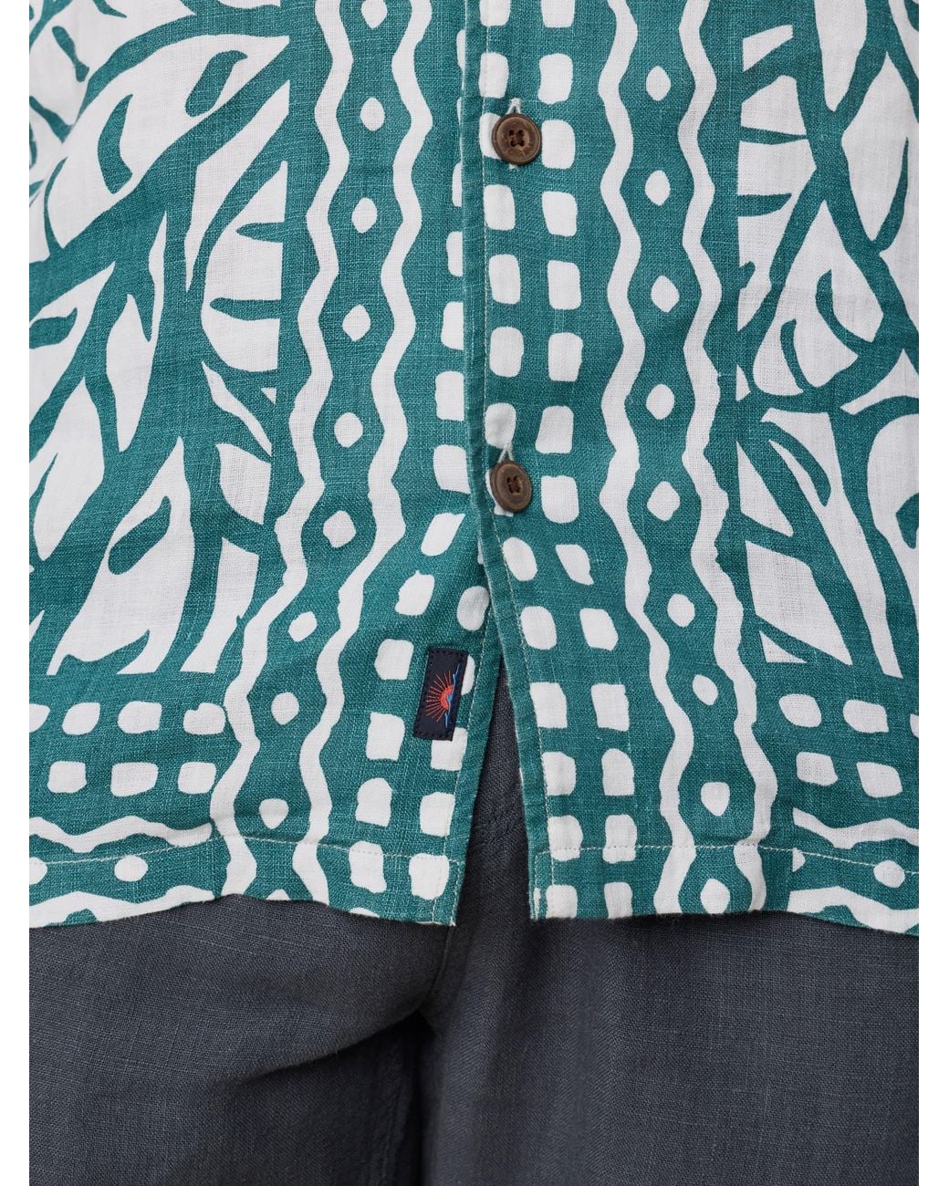 Faherty Brand Blue Short-Sleeve Linen Camp Shirt for men