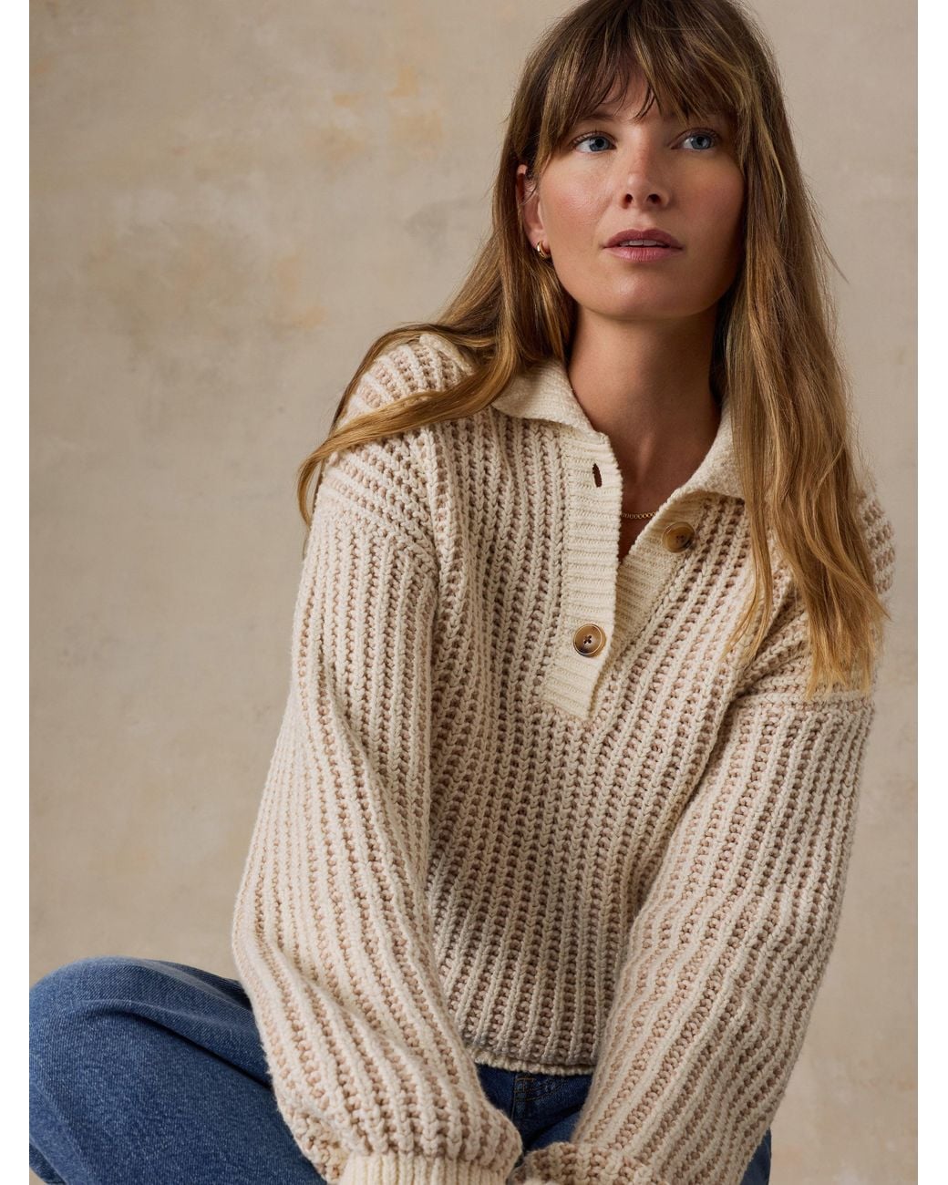Faherty Brand Natural Heirloom Cotton Sweater Polo
