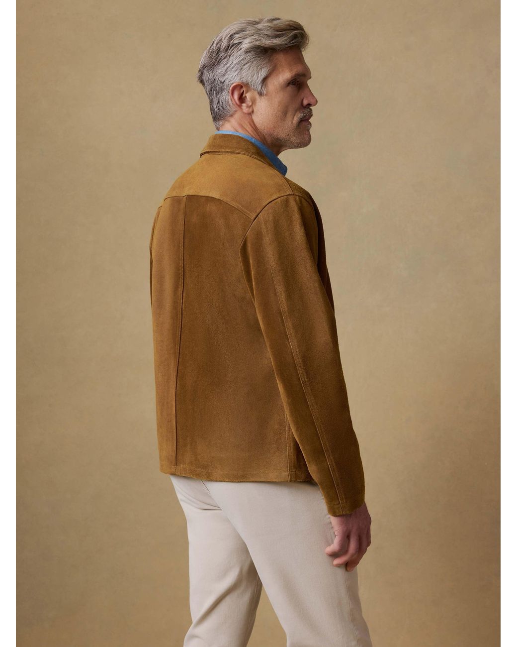 Faherty Brand Brown Suede Studio Jacket for men