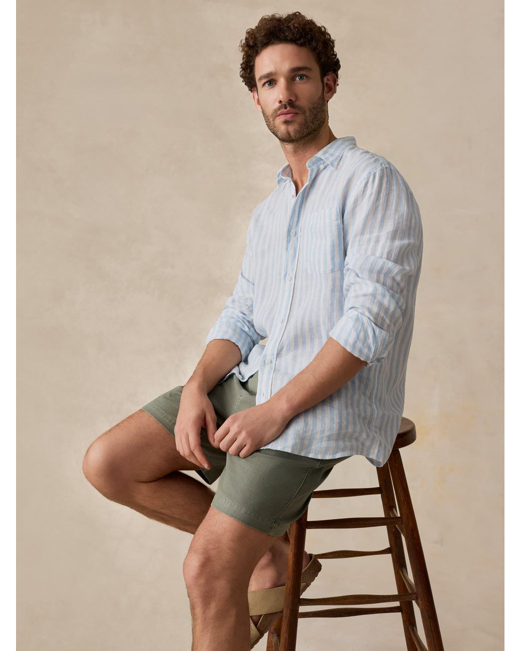 Faherty Brand Gray Sunwashed Linen Shirt for men
