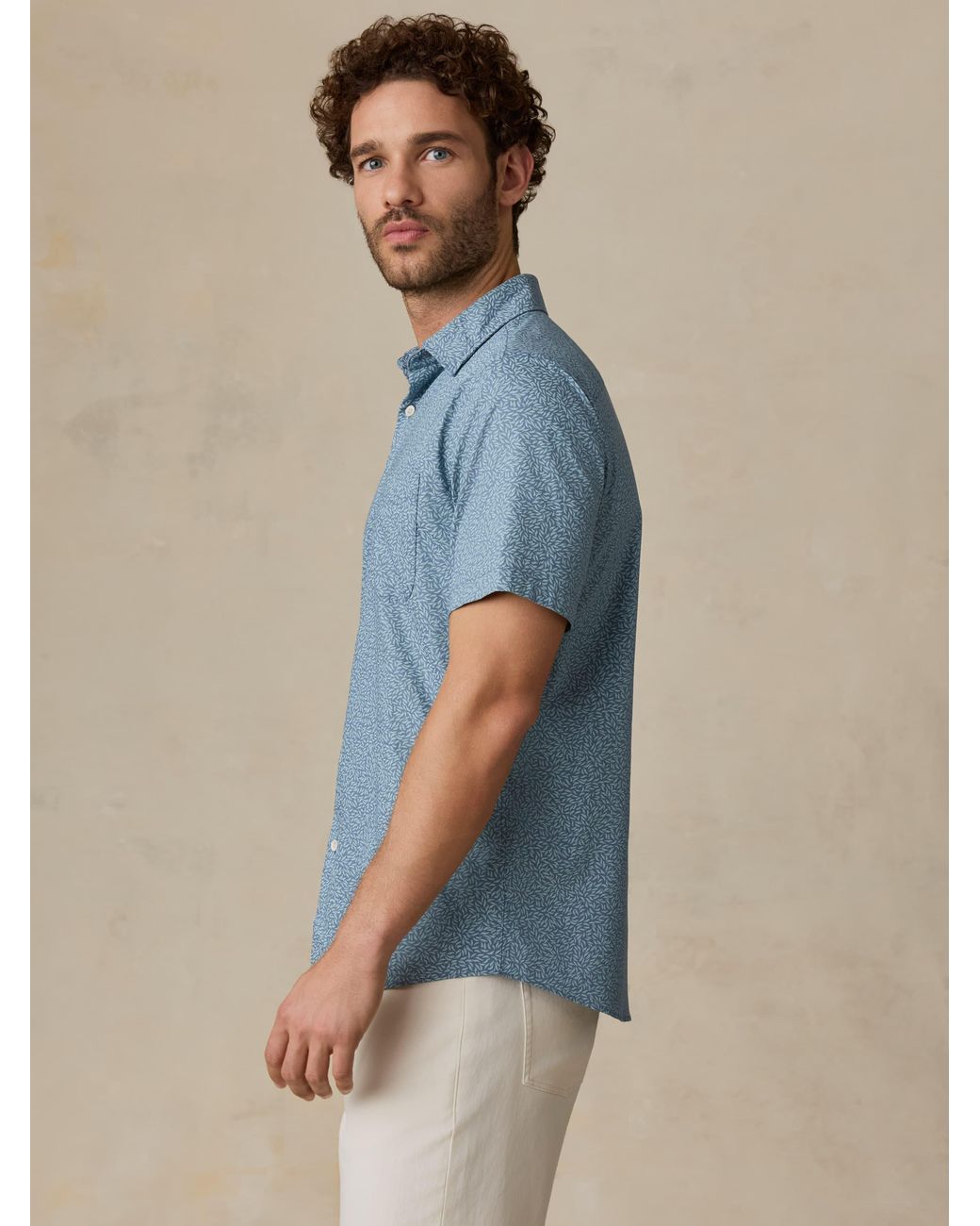 Faherty Brand Blue Short-Sleeve Movement Monterey Shirt for men