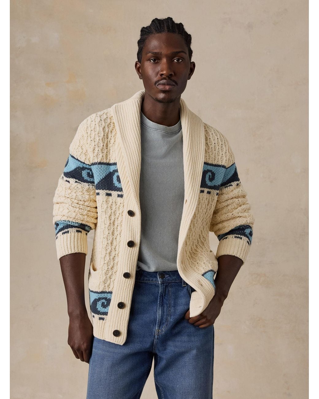Faherty Brand Blue Wave Swell Cardigan for men