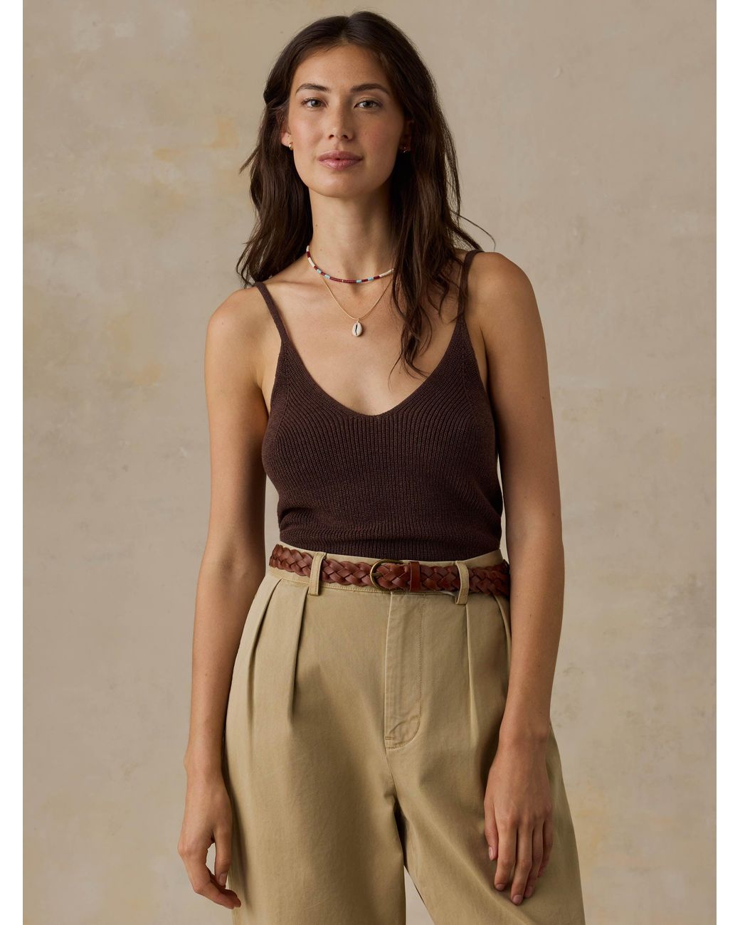 Faherty Brand Brown Miramar Linen Sweater Cami