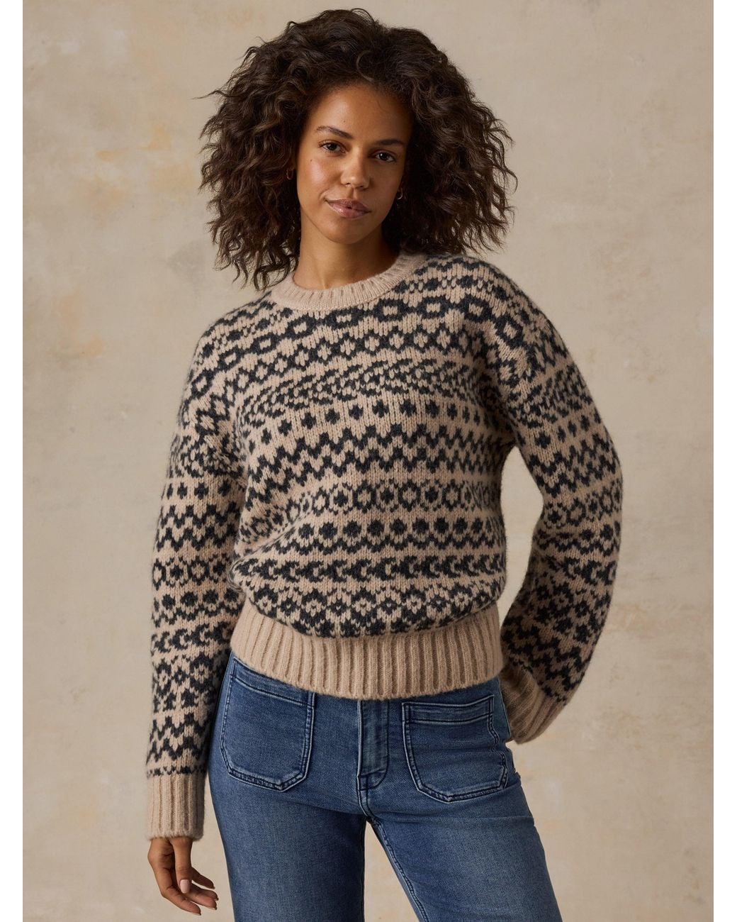 Faherty Brand Gray Après Alpaca Midnight Bay Crew Sweater