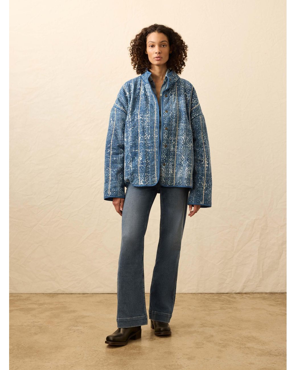Blue Jacket Patchwork Faherty Quilted Patchwork Jacket in Blue | Lyst UK