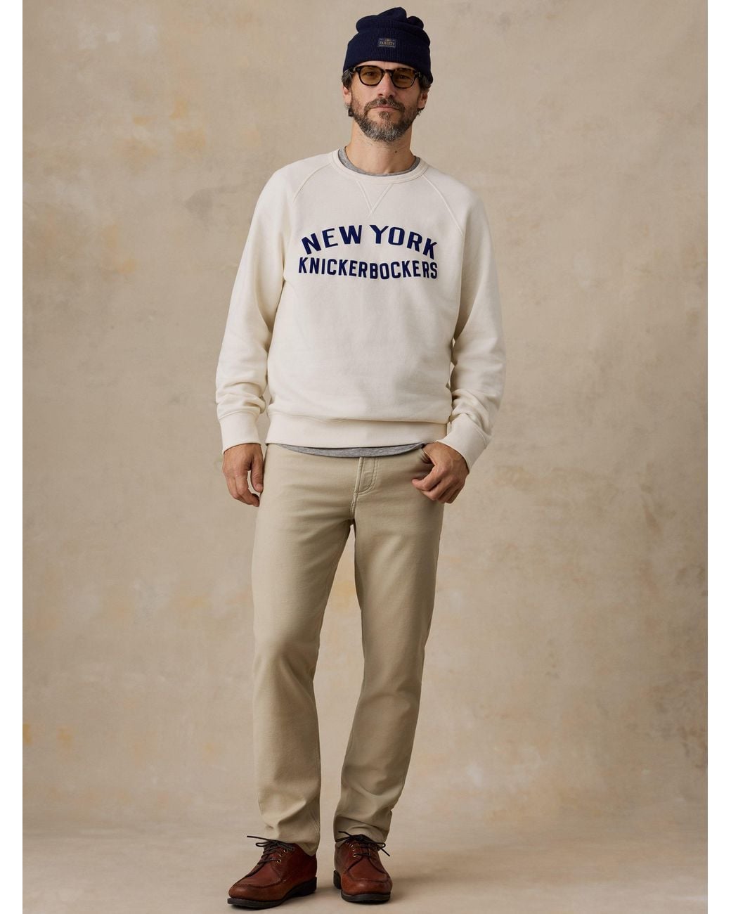 Faherty Brand Natural Ny Knicks High Standard Fleece Crew for men