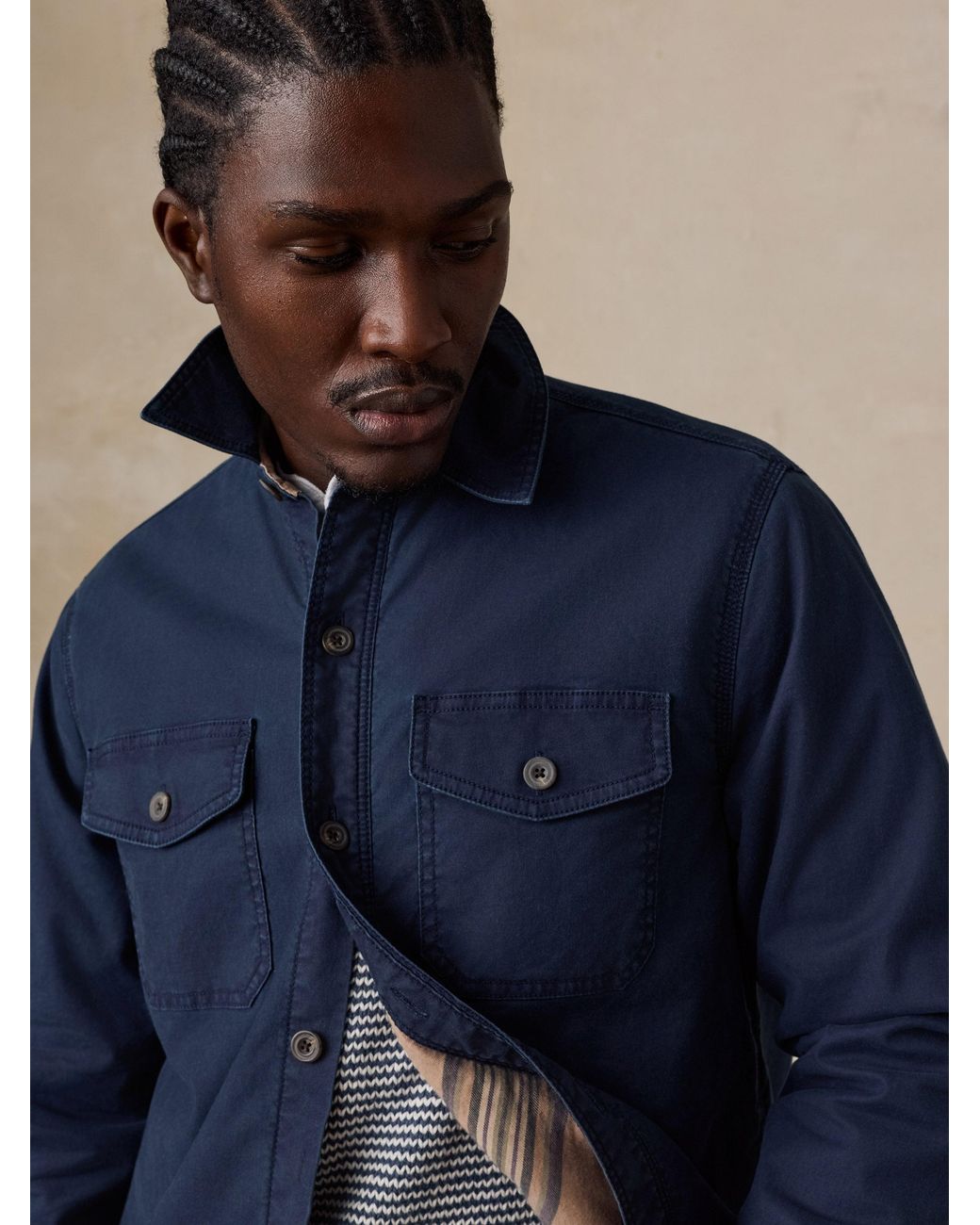 Faherty Brand Blue Stretch Blanket Lined Cpo for men