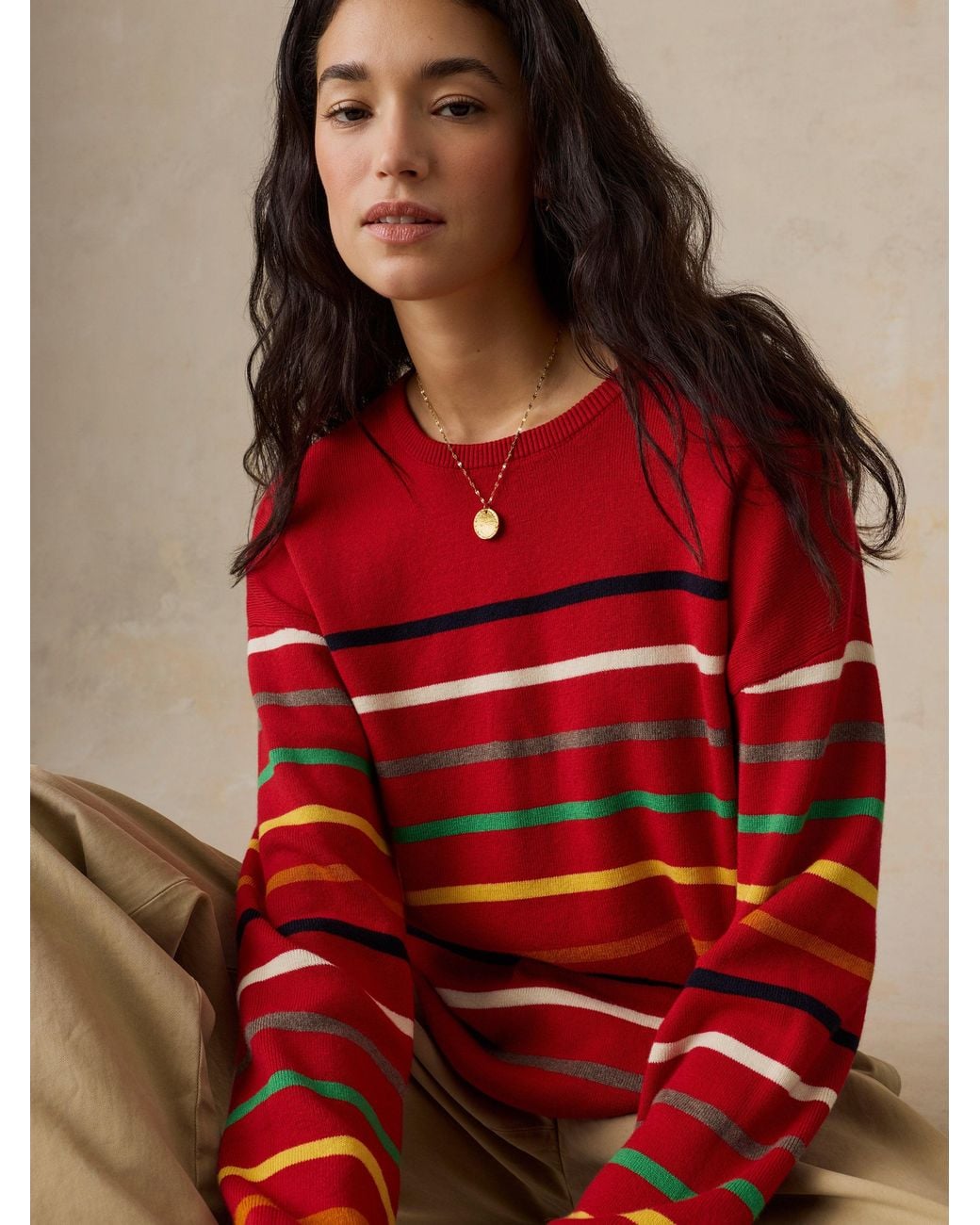 Faherty Brand Red Cotton Cashmere Crew