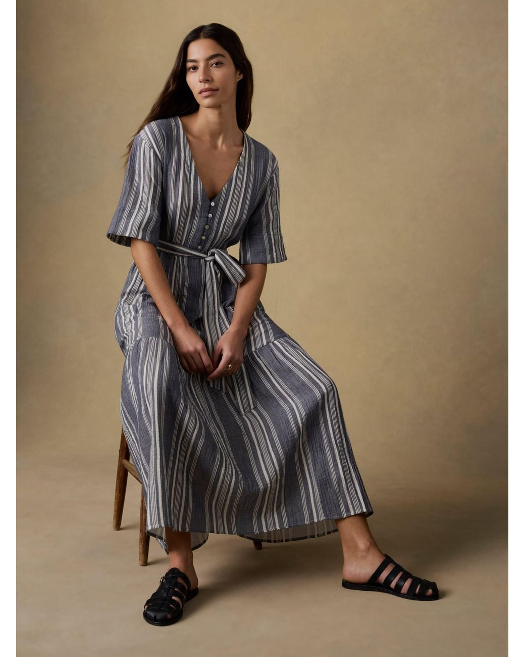 Faherty Brand Natural Dune Cotton Gauze Marina Dress